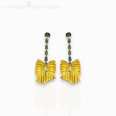 Bow Yellow Enamel and Crystal - Earrings